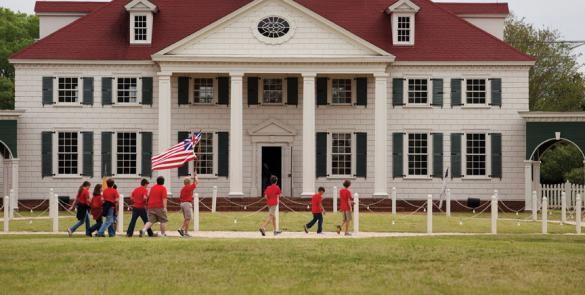 washington hall with flag