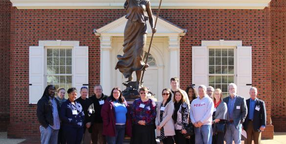 group in front of the Veterans Shrine