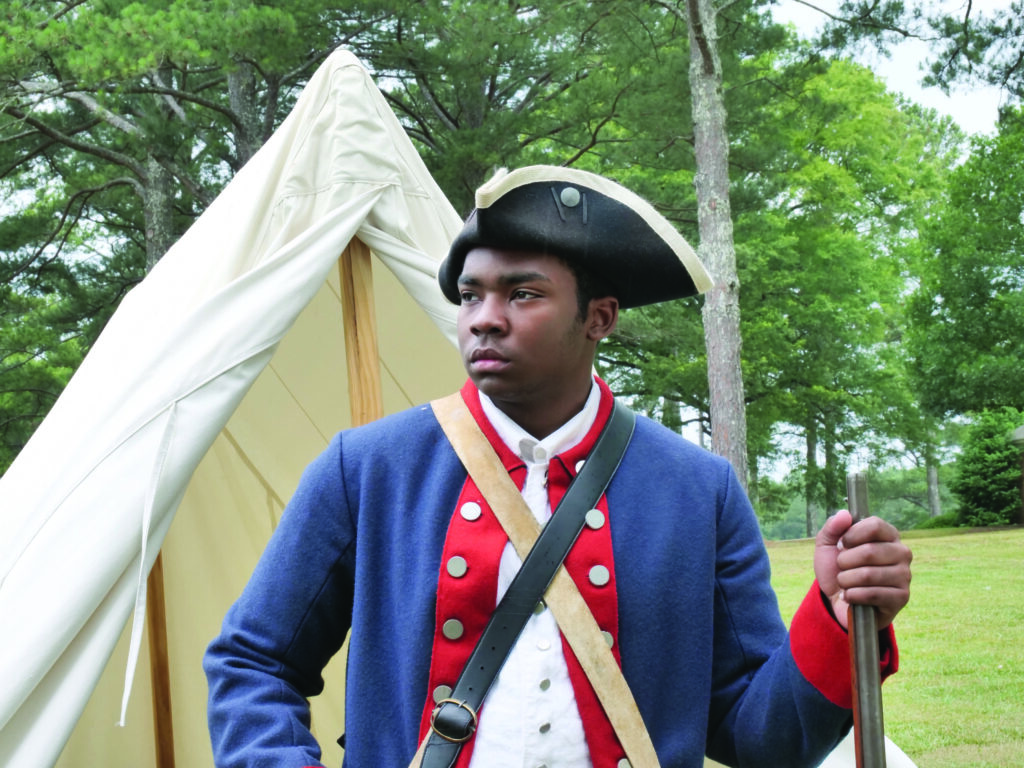 colonial soldier at American Village