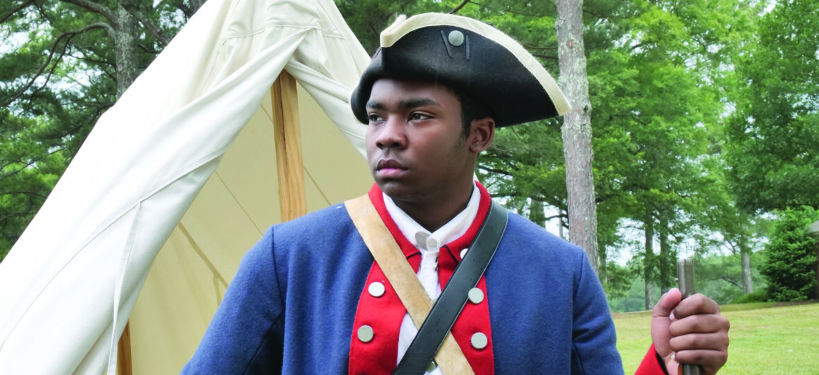 colonial soldier at American Village