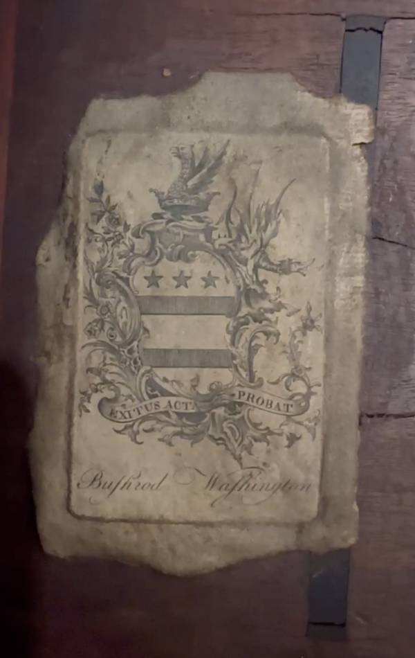 Washington seal on table Washington family crest on table